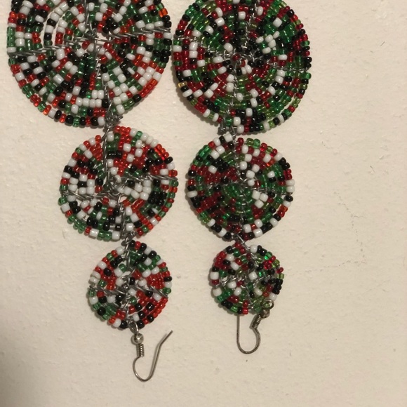 Colorful Beaded Earrings made in Africa - Picture 6 of 7